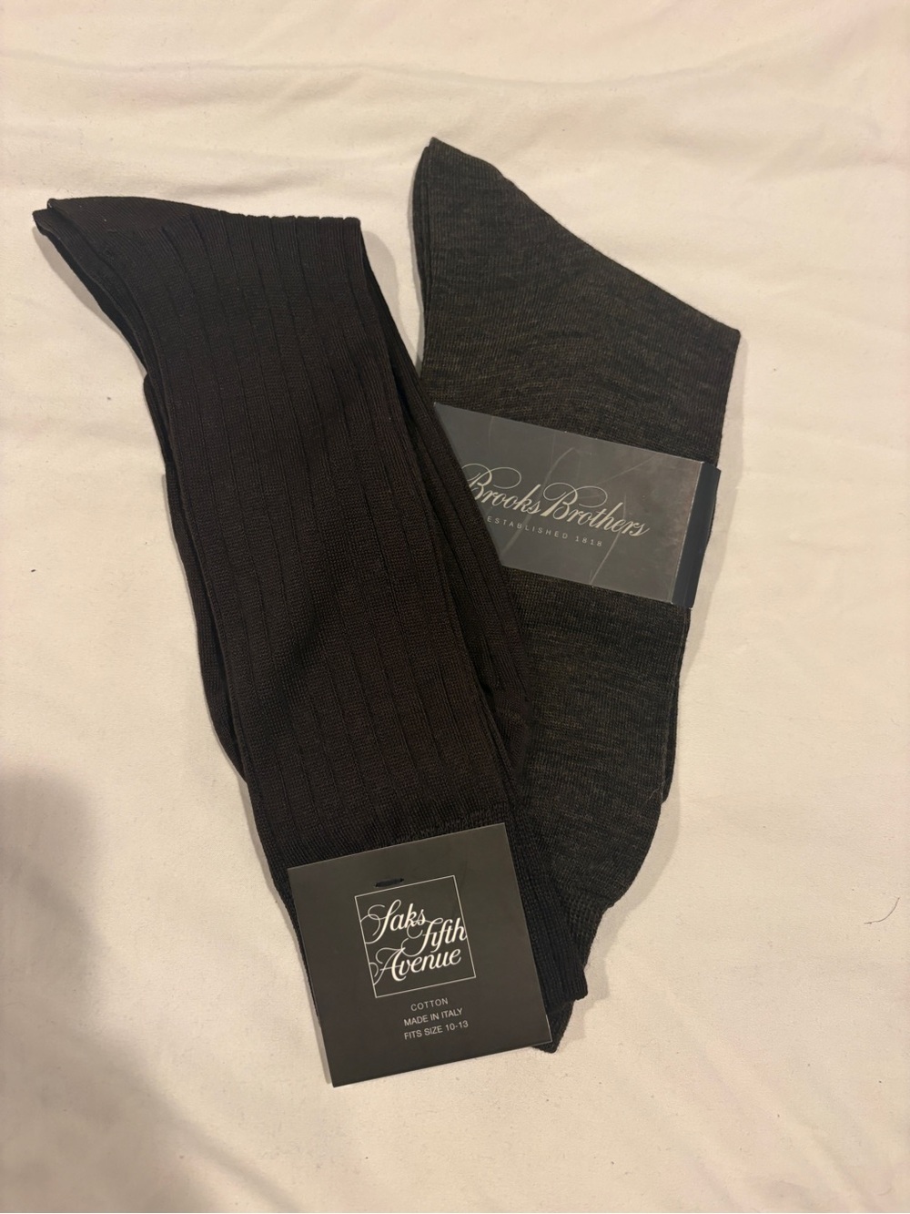 Brand New NWT Brooks Brothers & Saks Fifth Avenue Men's Dress Socks - Brown